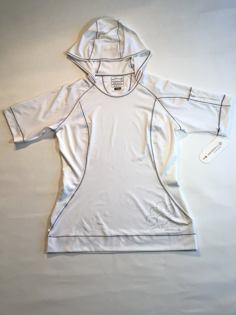 Merrell Short Sleeve Shirt Athletic Hood White NWT